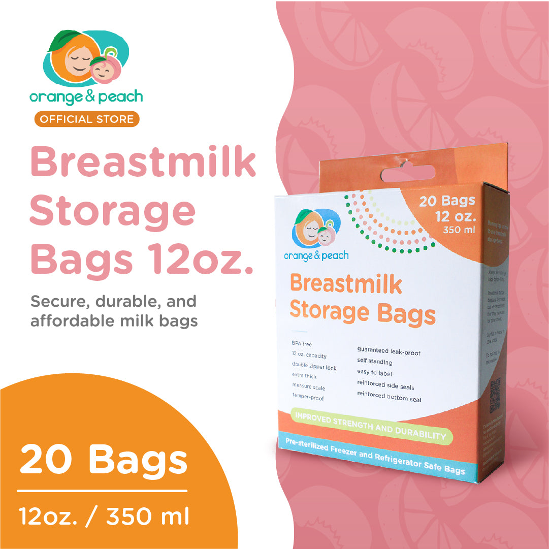 Orange and Peach 12 oz. Breastmilk Storage Bags (20 pcs.)