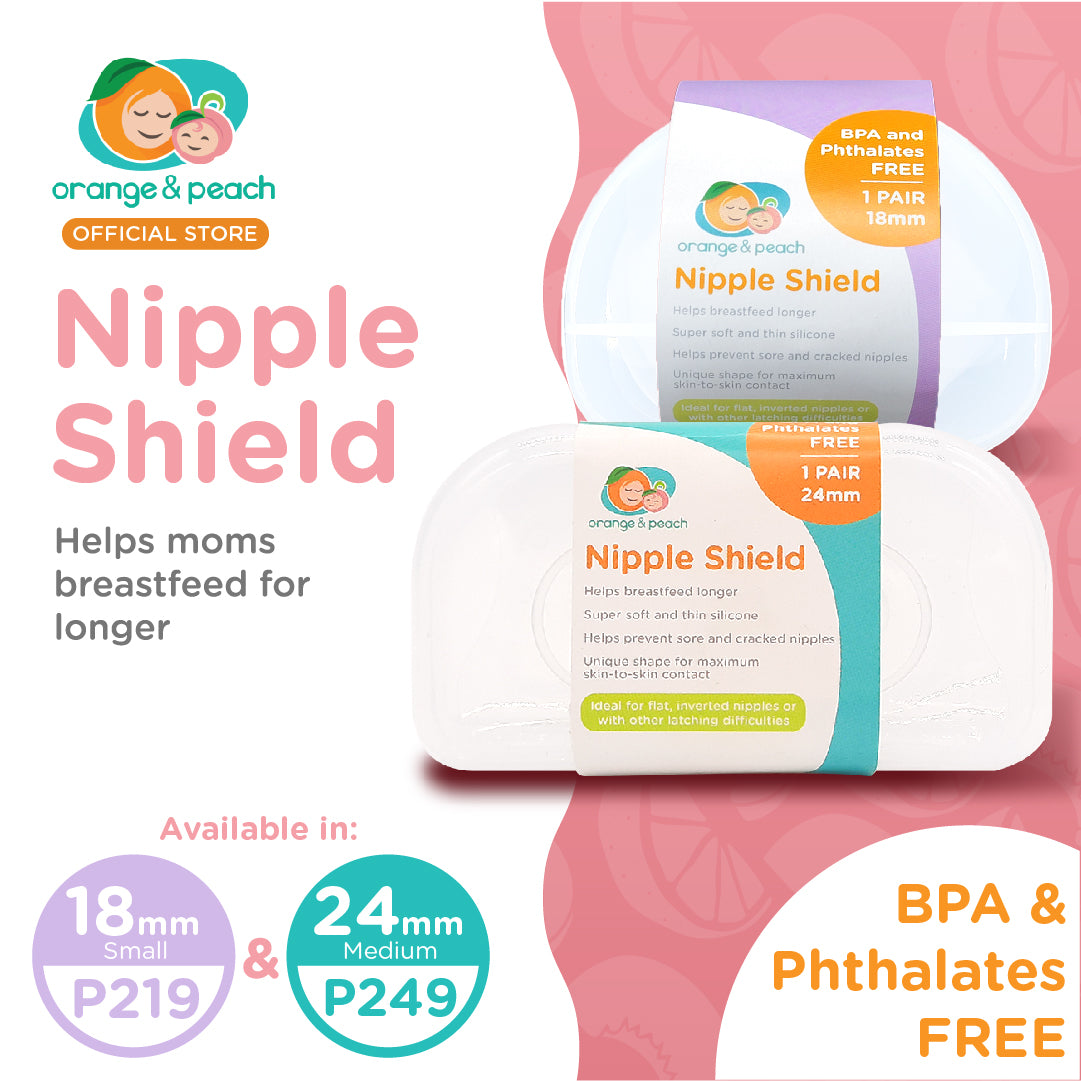 Orange and Peach Nipple Shield or Protector Nipple Cover Universal - Small & Medium Sizes