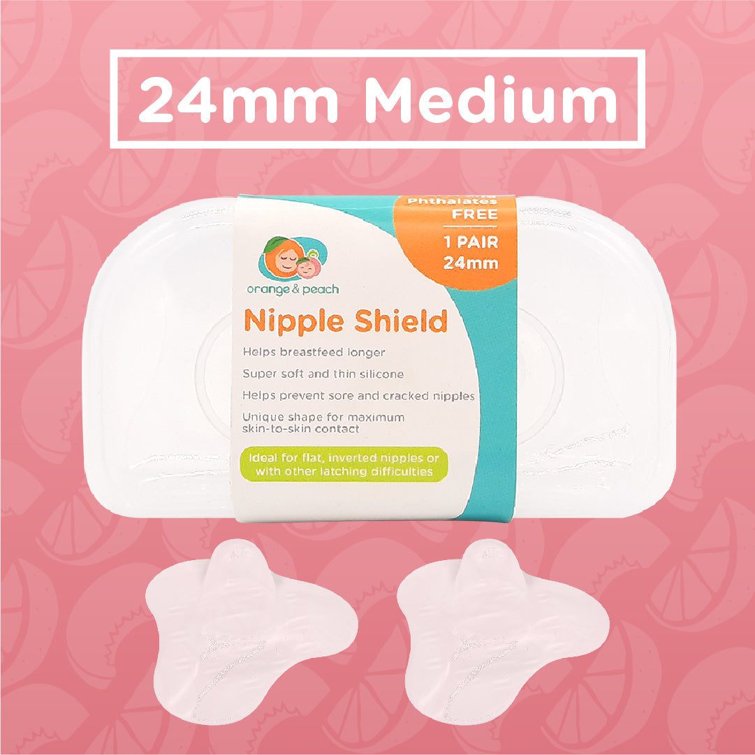 Orange and Peach Nipple Shield or Protector Nipple Cover Universal - Small & Medium Sizes