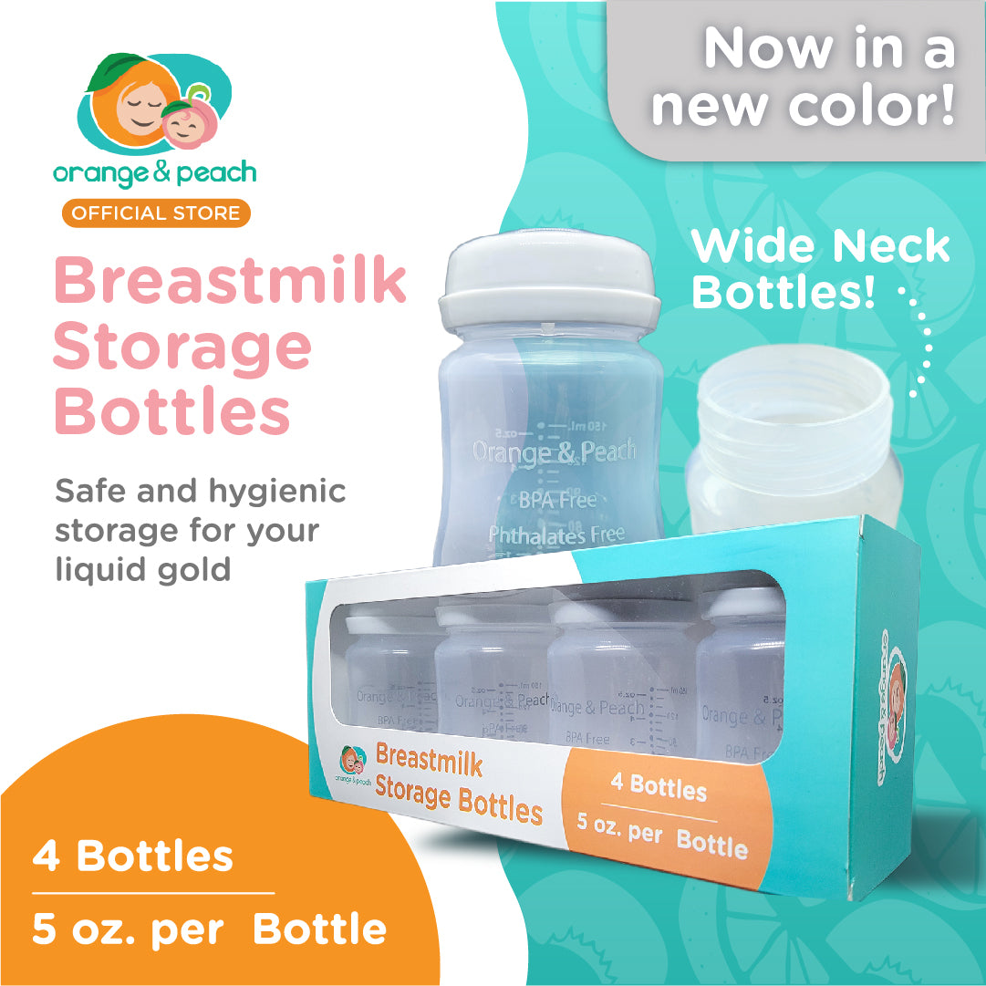 Orange and Peach Wide Neck Breastmilk Storage Bottles (Box of 4)