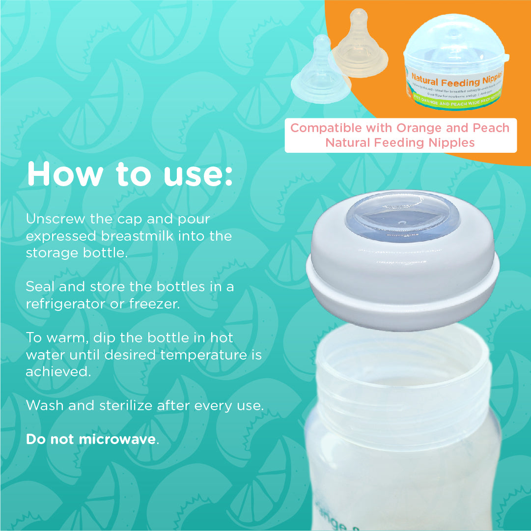 Orange and Peach Wide Neck Breastmilk Storage Bottles (Box of 4)