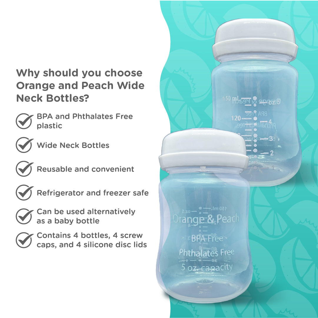 Orange and Peach Wide Neck Breastmilk Storage Bottles (Box of 4)