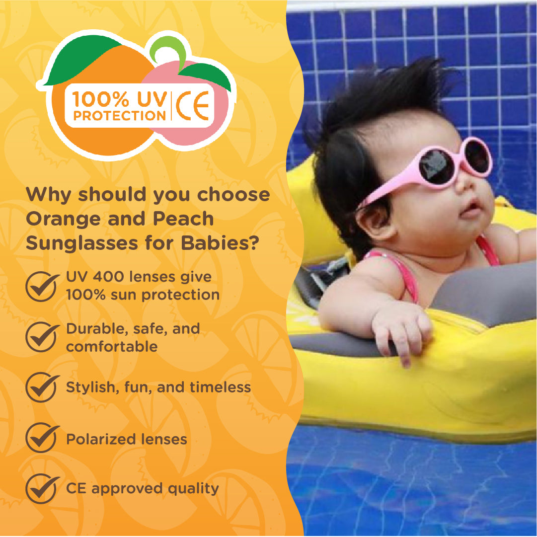 Orange and Peach Sunglasses for Babies with UV Sun Protection