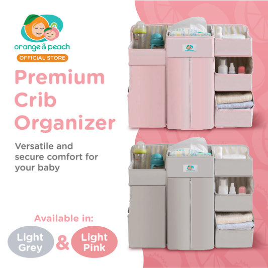 Orange and Peach Premium Crib Organizer or Baby Diaper Caddy