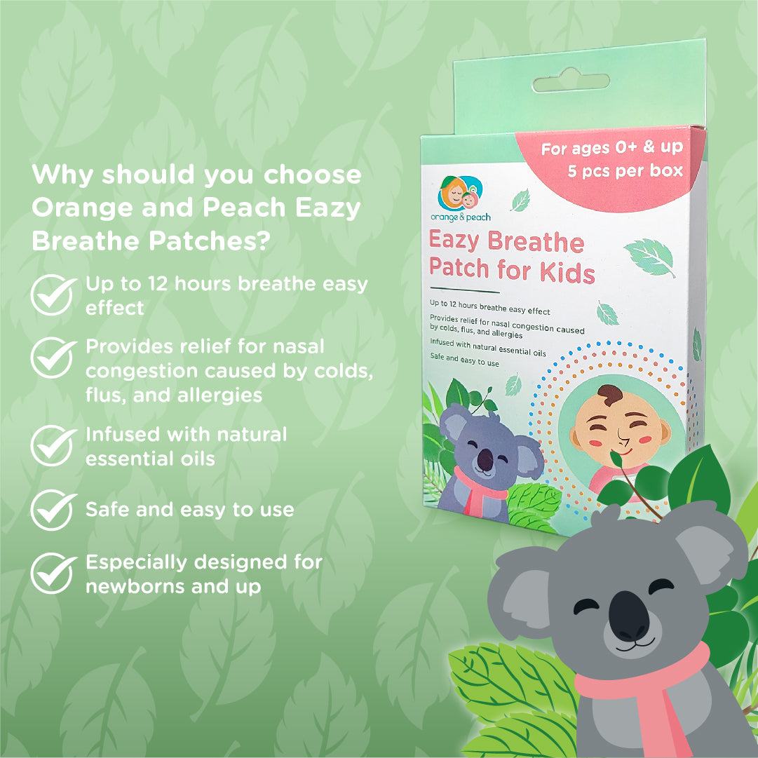 Orange and Peach Eazy Breathe Patch for Kids 100% Organic Patches