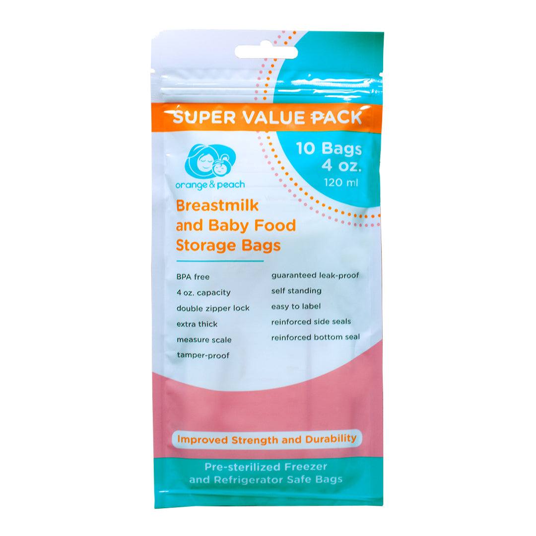 Orange and Peach 4 oz. Breastmilk Storage Bag Super Value Pack (10 pcs.)