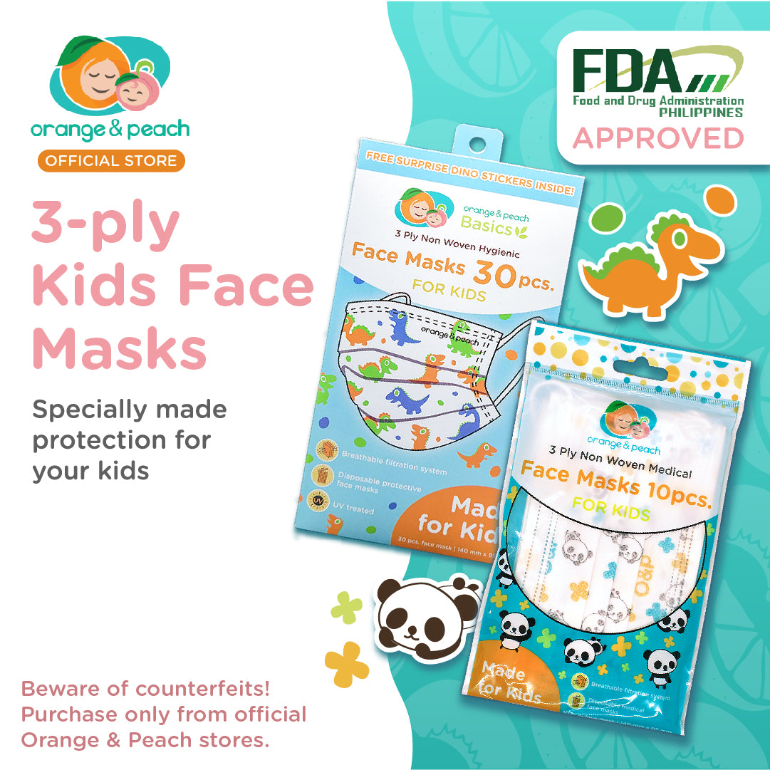 Orange and Peach Disposable Protective 3-ply Face Mask for Kids