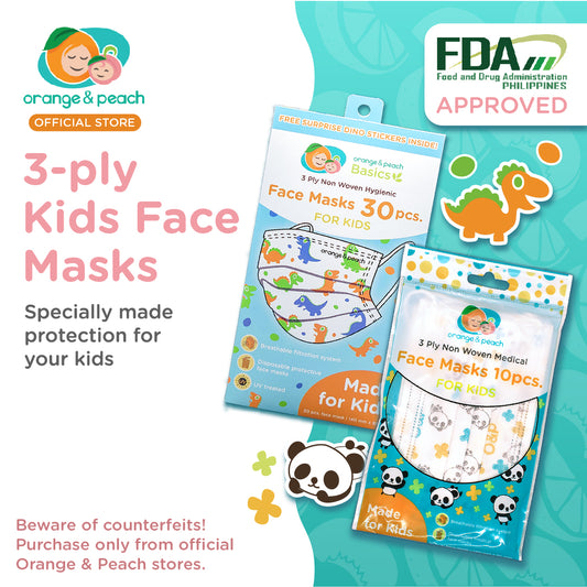 Orange and Peach Disposable Protective 3-ply Face Mask for Kids