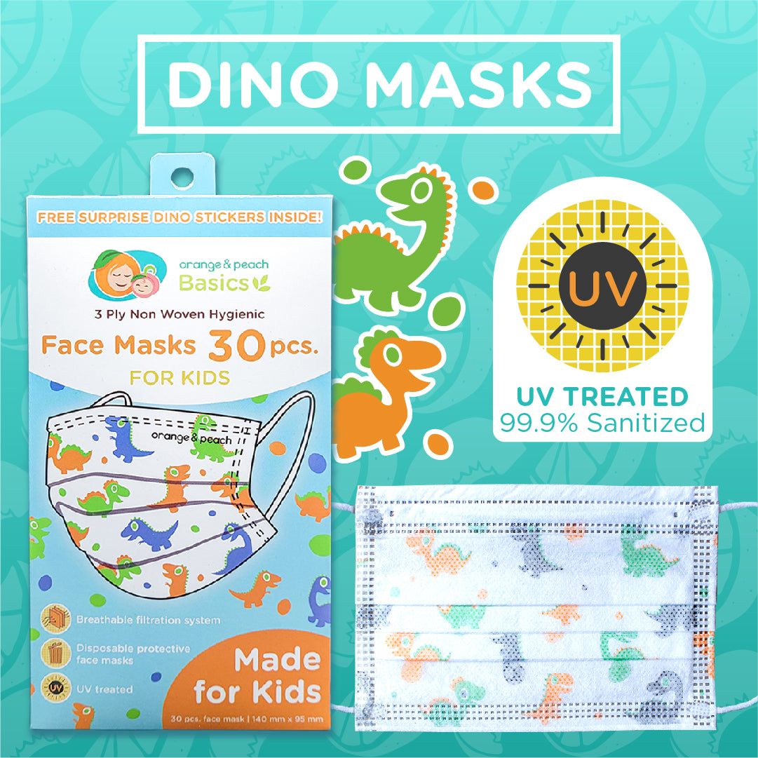 Orange and Peach Disposable Protective 3-ply Face Mask for Kids