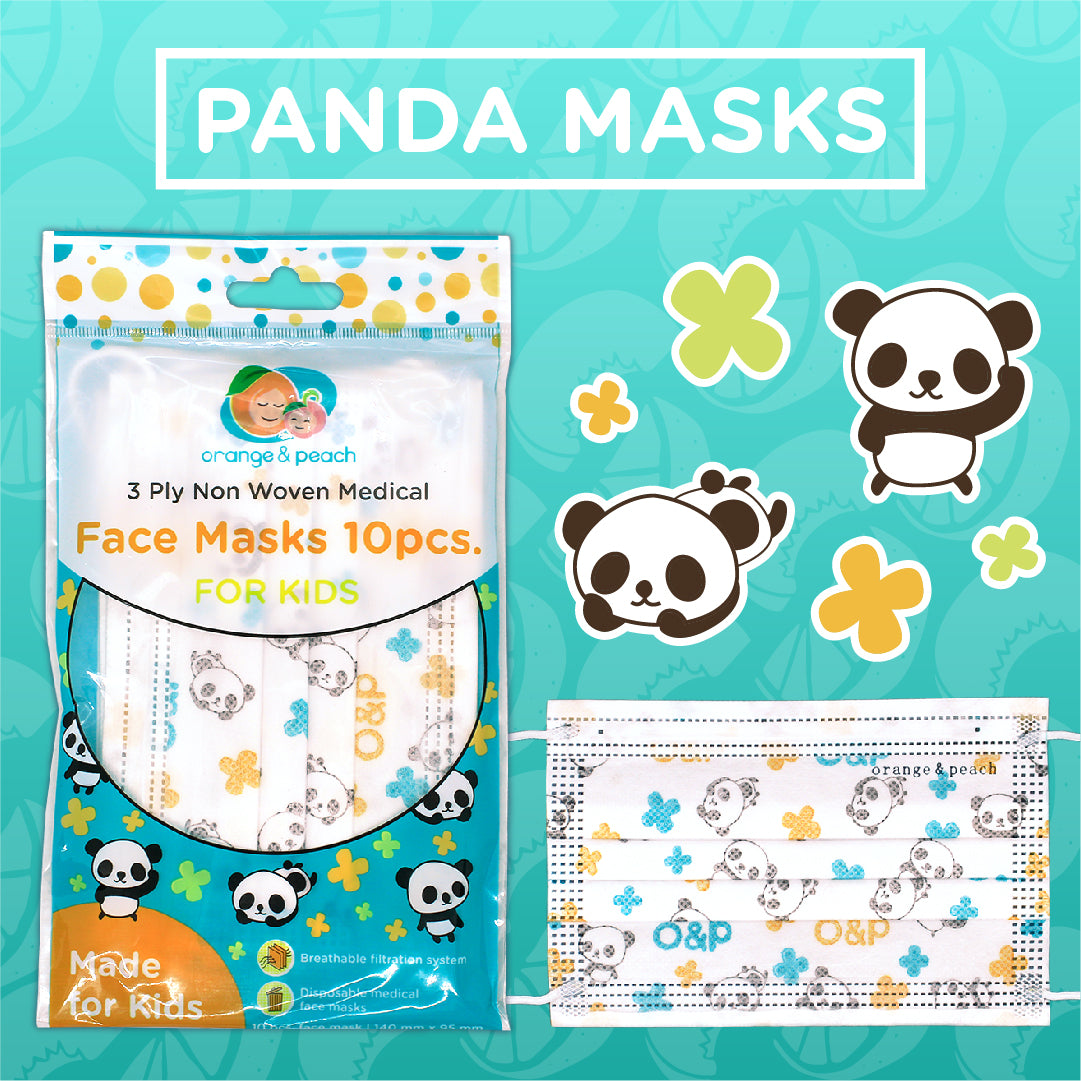 Orange and Peach Disposable Protective 3-ply Face Mask for Kids