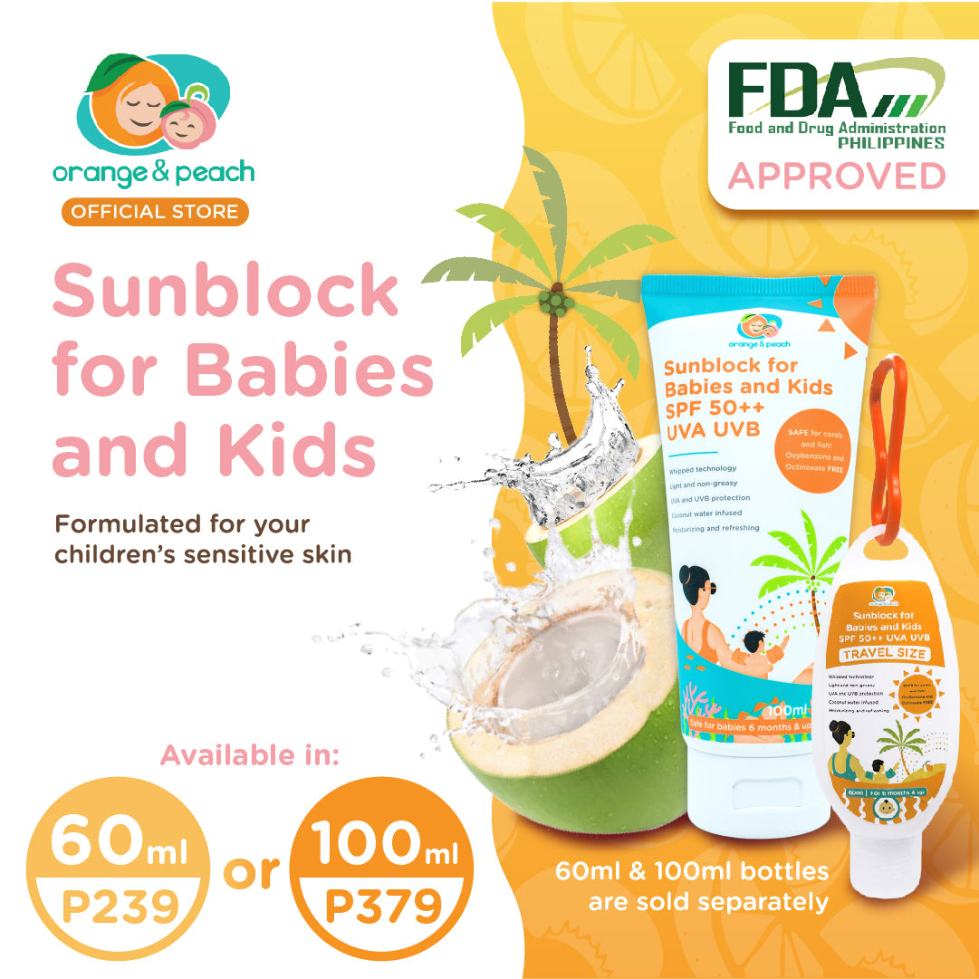 Orange and Peach Sunblock for Babies and Kids SPF 50++ UVA and UVB