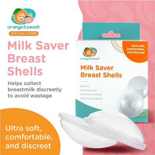 Orange and Peach Hands-Free Milk Saver Breast Shells for Maternity Bra