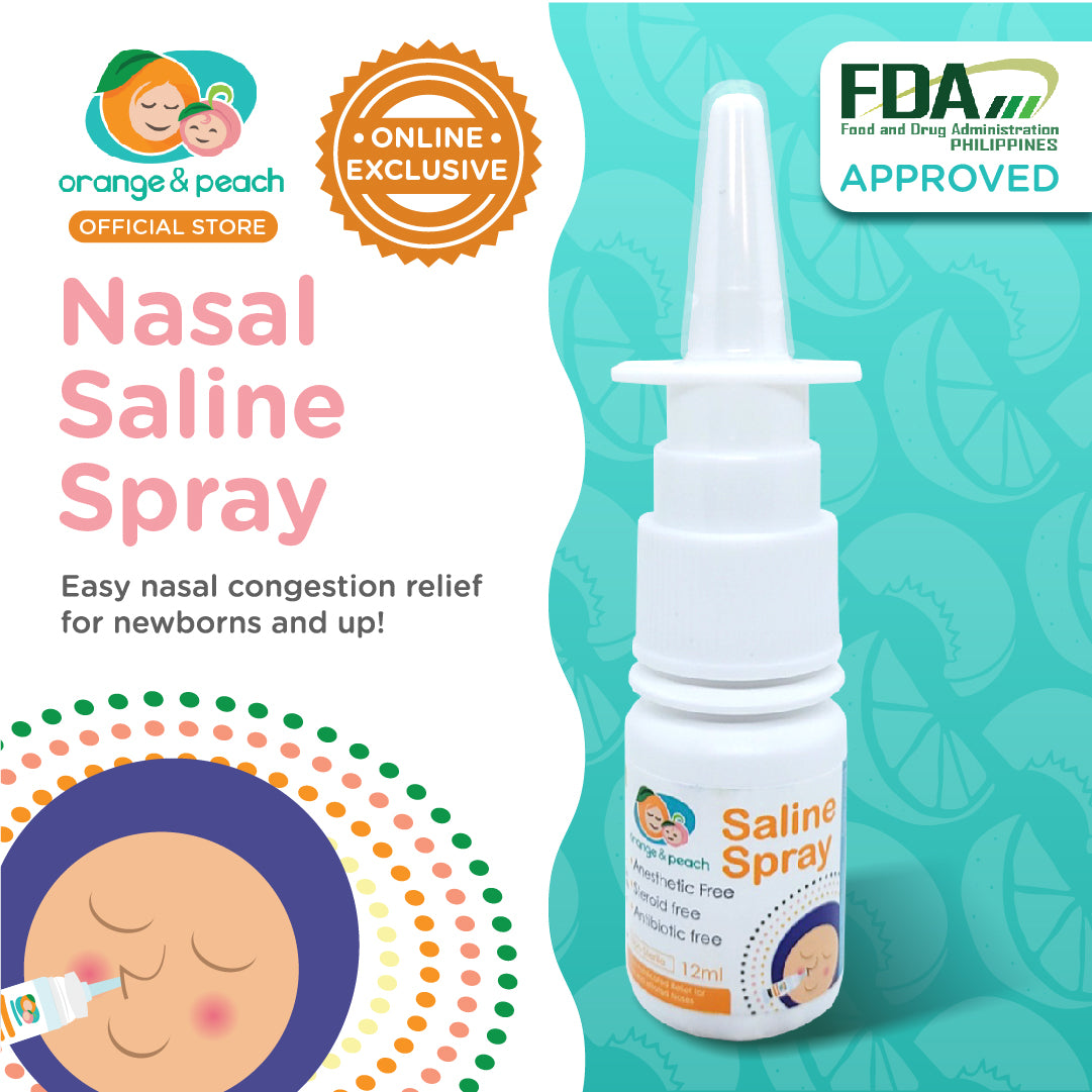 Orange and Peach Nasal Saline Spray for Allergy Relief and Congestion in Newborns and Up