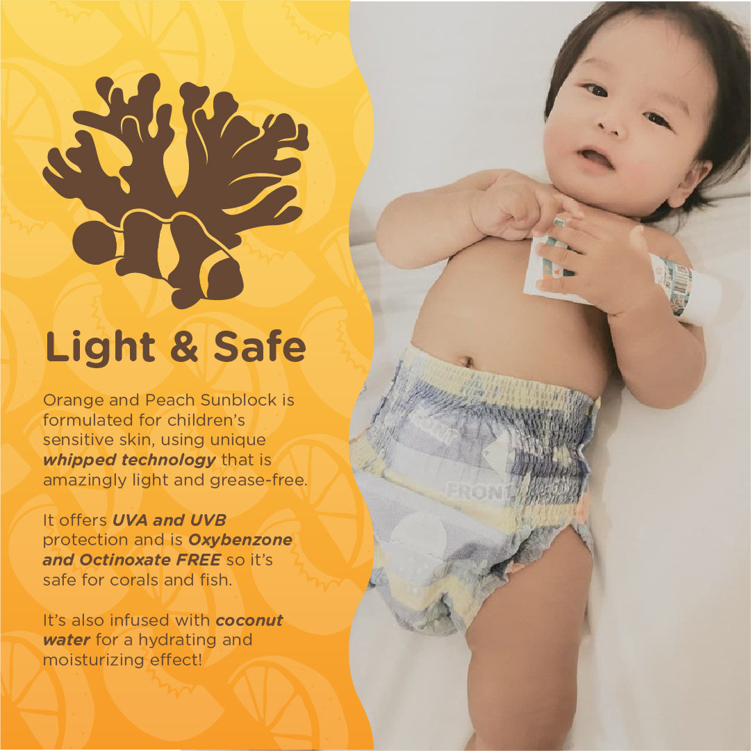 Orange and Peach Sunblock for Babies and Kids SPF 50++ UVA and UVB