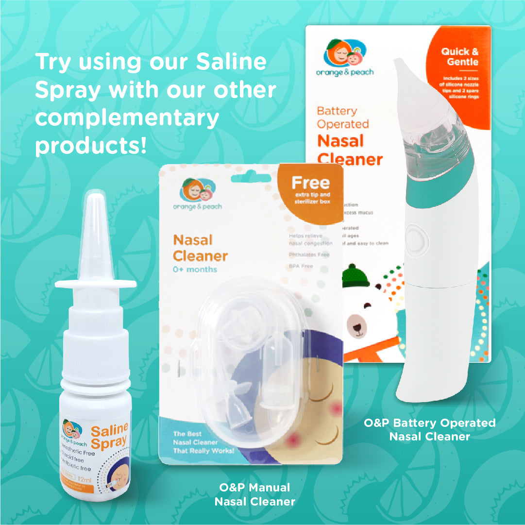 Orange and Peach Nasal Saline Spray for Allergy Relief and Congestion in Newborns and Up