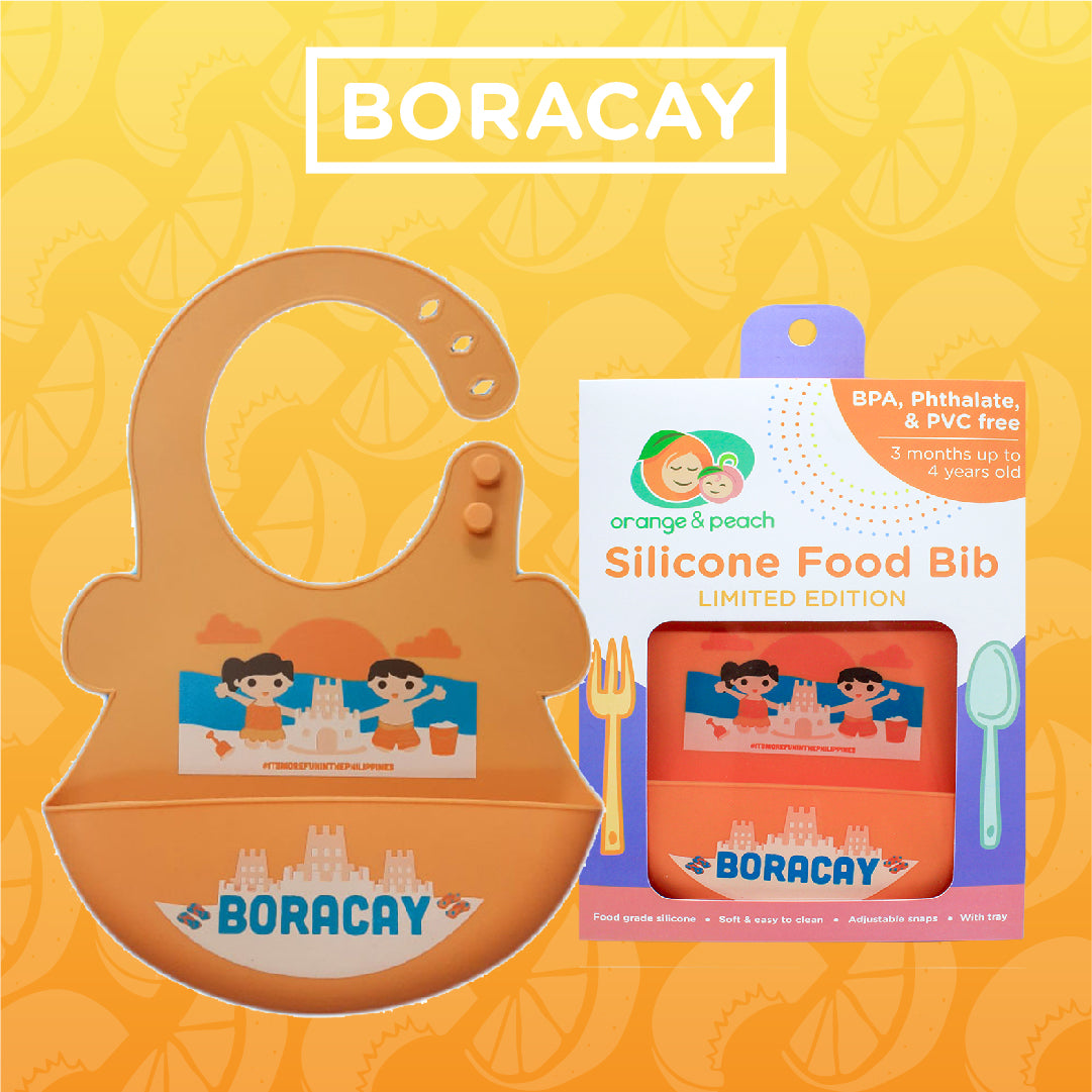 Orange and Peach Silicone Catch All Food Bibs