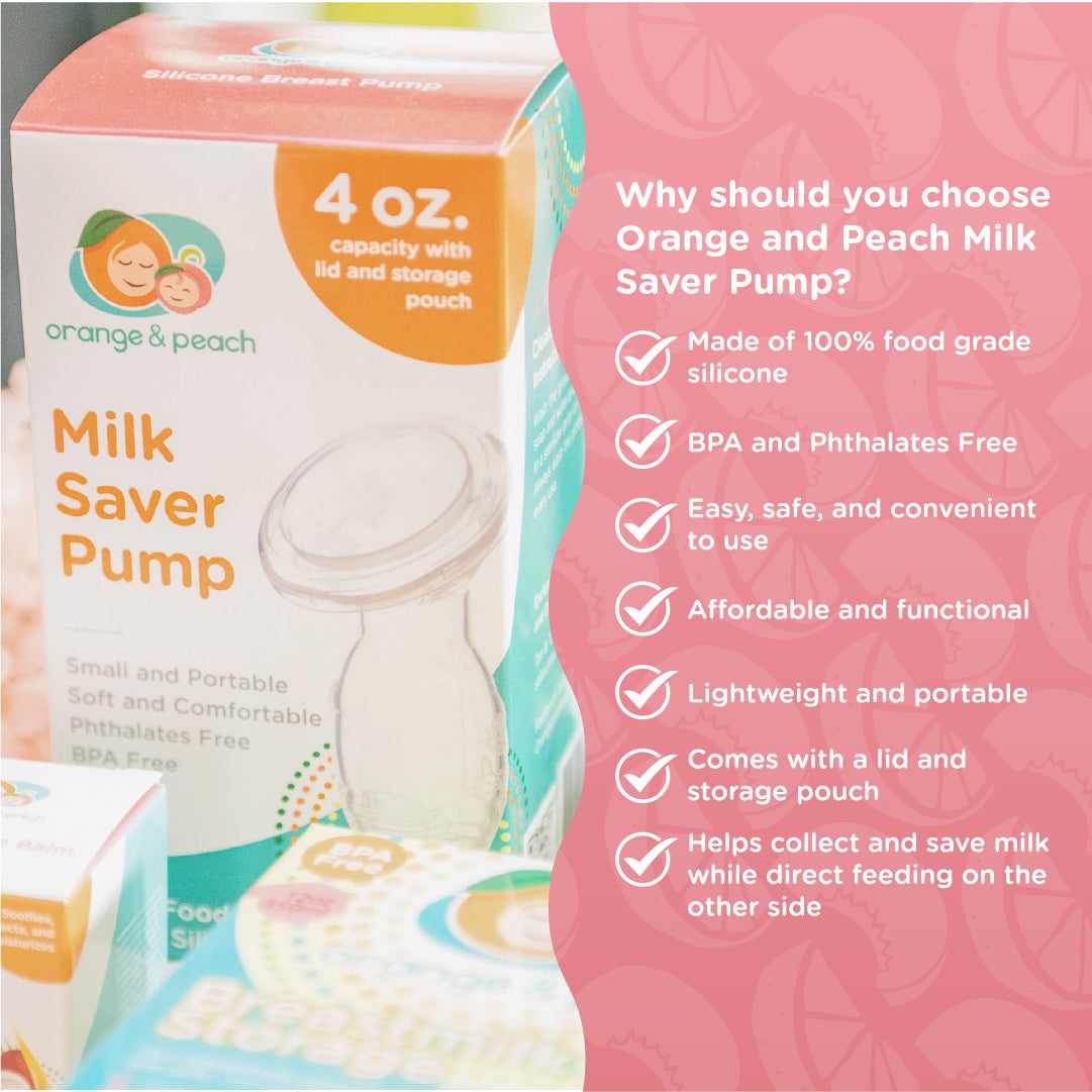 Orange and Peach Hands-Free Milk Saver Pump