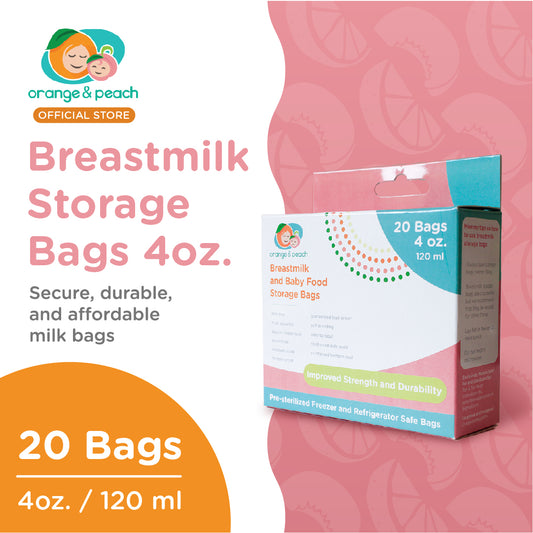 Orange and Peach 4 oz. Breastmilk Storage Bags (20 pcs.)