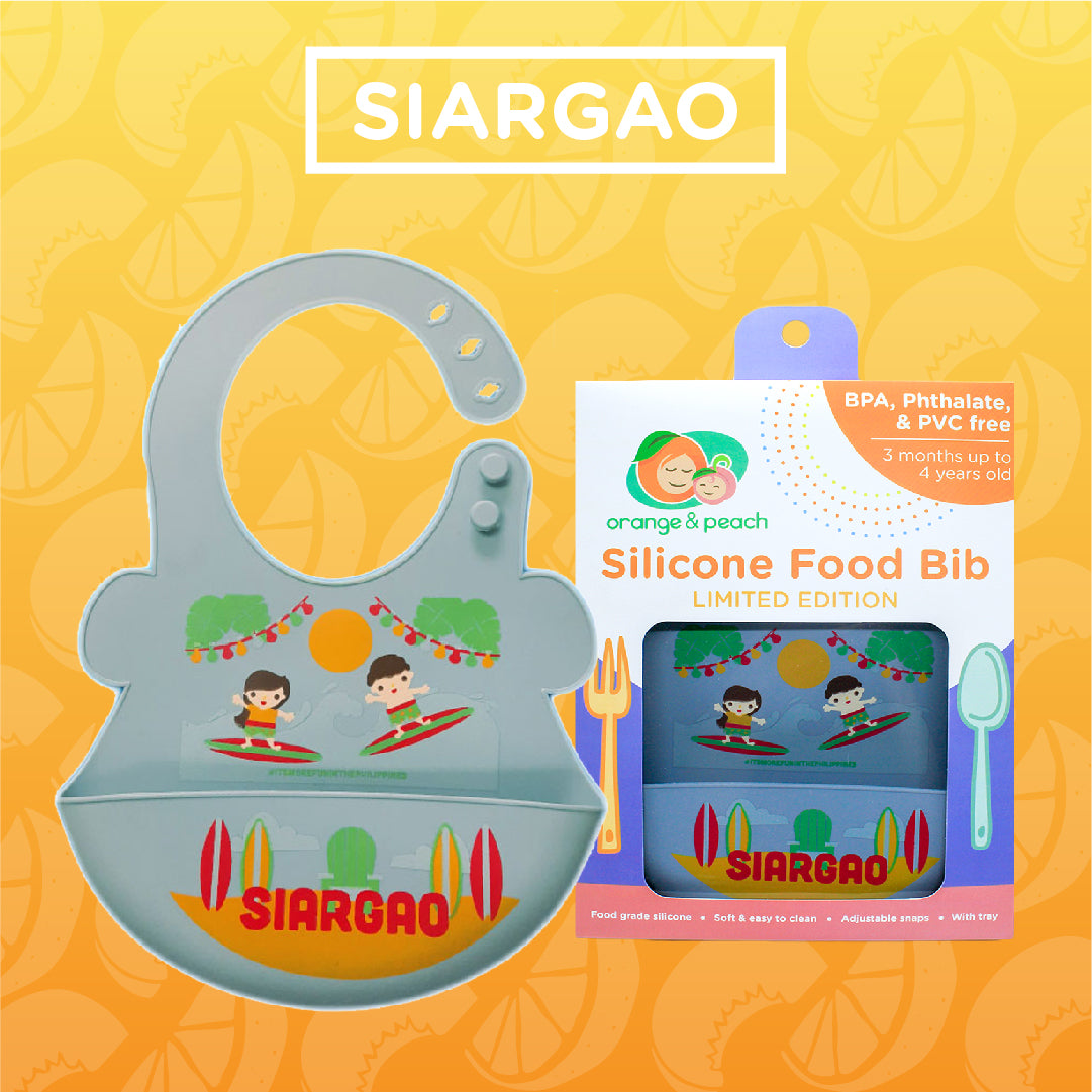 Orange and Peach Silicone Catch All Food Bibs