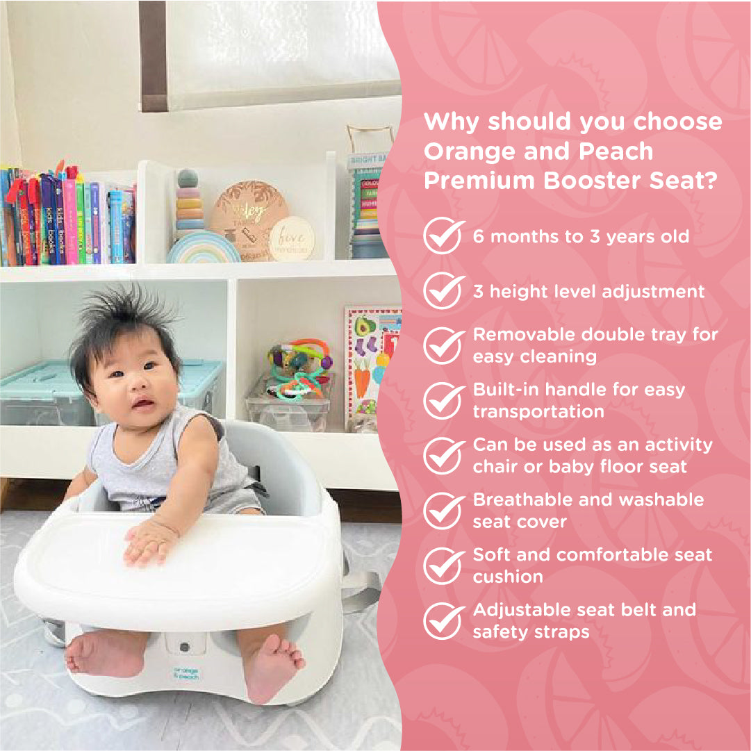 Orange and Peach Premium Booster Seat and Travel High Chair