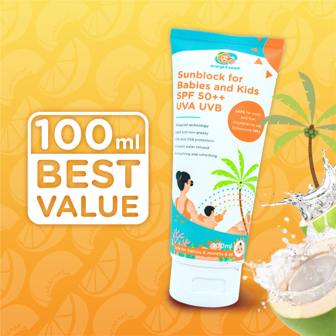 Orange and Peach Sunblock for Babies and Kids SPF 50++ UVA and UVB