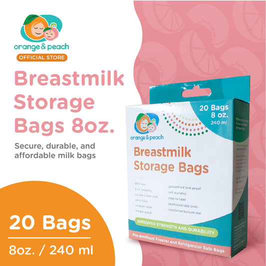 Orange and Peach 8 oz. Breastmilk Storage Bags (20 pcs.)