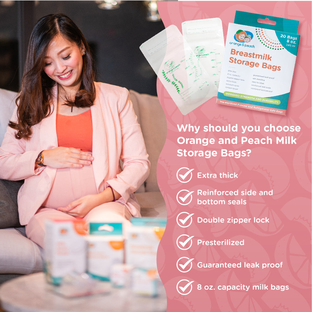 Orange and Peach 8 oz. Breastmilk Storage Bags (20 pcs.)